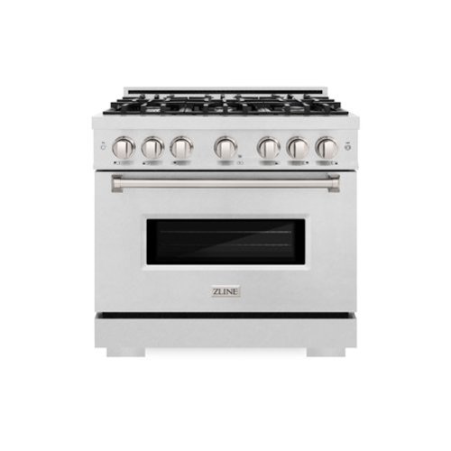 ZLINE - 36 in. Classic Dual Fuel Satin Steel Stainless Range w/ 6 Burners & Convection Oven (CDRS-36) - Stainless Steel-Front_Standard 