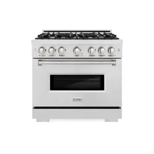 Front. ZLINE - ZLINE 36 in. Classic Dual Fuel Satin Steel Stainless Range w/ 6 Burners & Convection Oven (CDRS-36) - Stainless Steel.