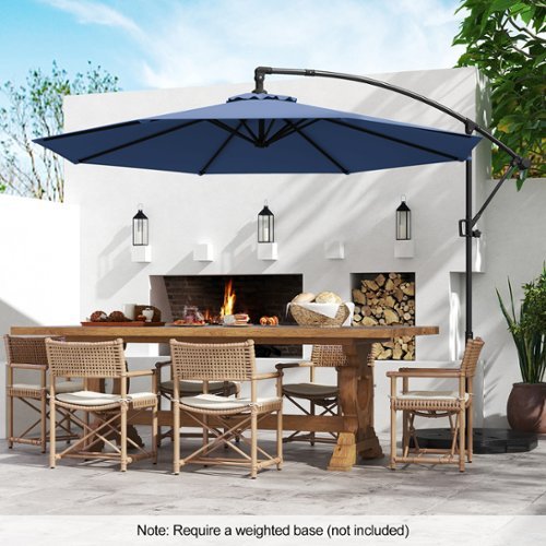Gymax 10 FT Patio Offset Umbrella w/ X shaped Base Infinite