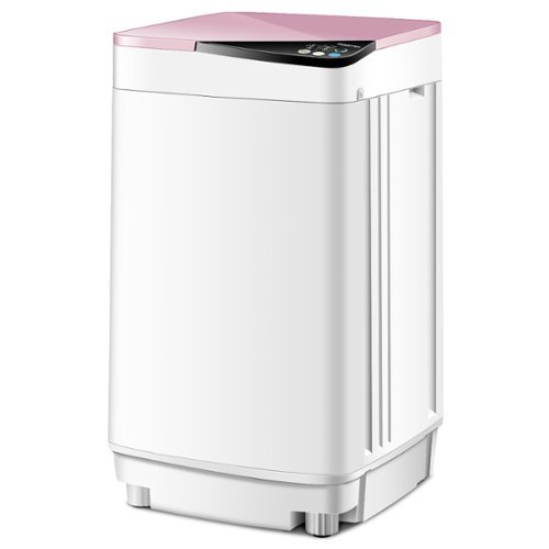 Costway - Full-Automatic Washing Machine 7.7 lb. Washer/Spinner Germicidal UV Light Pink - Pink and White