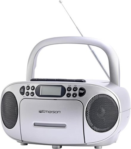Emerson - Portable CD Player Boombox with Cassette Player Combo, Tape Recorder, AM/FM Radio, AUX Input, Black (EPB-3003 - Gray-Front_Standard 