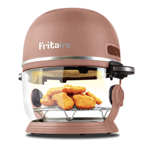 Fritaire - Non-Toxic Air Fryer - Glass Air Fryer, 5qt, Teflon-Free, PFOA- Free, w/ Accessories - Rotisserie and Tumbling Basket - Mauve Rose-Front_Standard 
