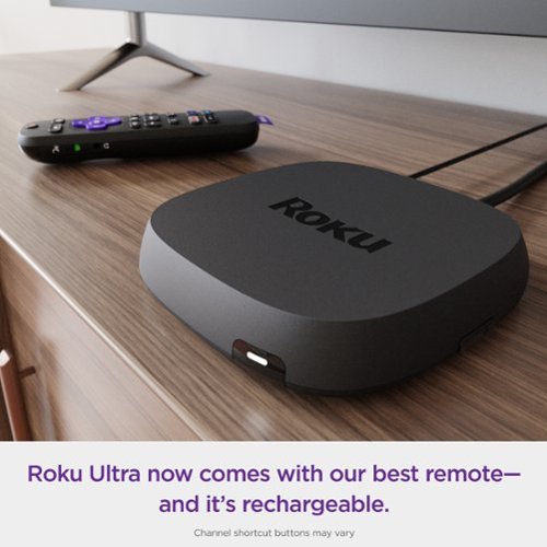 Roku Ultra 2022 | 4K/HDR/Dolby Vision Streaming Device and Voice Remote Pro with Rechargeable Battery - Black BUY IN EUROPE