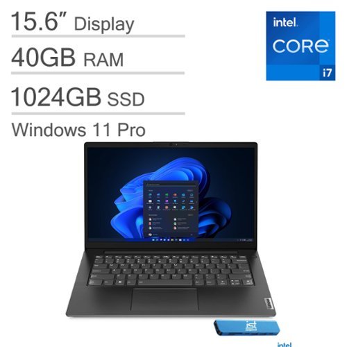 Lenovo - V14 Gen4 14" FGD Laptop - Intel Core i7 with 40GB Memory - 1TB SSD - Windows 11 Pro - Black-Front_Standard 