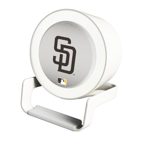 Keyscaper - San Diego Padres Linen Print Nightlight Charger & Bluetooth Speaker - White-Front_Standard 