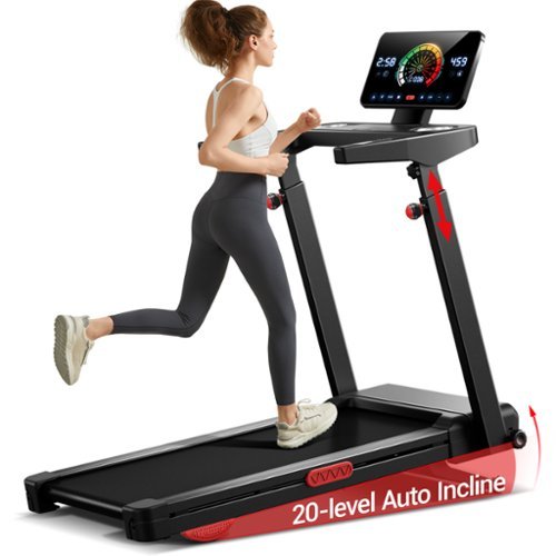 UMAY - L10 20% Auto Incline Treadmill for Home, Extra-Wide Running Area, 3.5HP Quiet Brushless & 8.7 MPH Speed, 400lb Capacity - Black-Front_Standard 