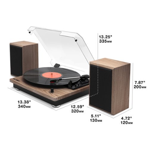 Victrola Montauk Bluetooth Record Player with 3 speed Turntable and Bookshelf Speakers - Black BUY IN MIDDLE EAST