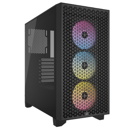 CORSAIR - 3000D RGB Airflow Mid-Tower PC Case, Black, 3 AR120 RGB Fans, High-Airflow, Up to 8x120mm - Black