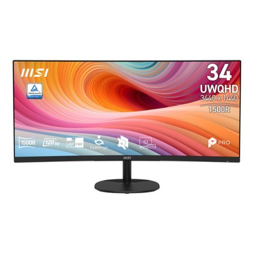 MSI - PRO MP341CQ E12 34" Curved UWQHD 120Hz 1ms VA Business Monitor with Built-in Speakers( (DisplayPort, HDMI ) - Black