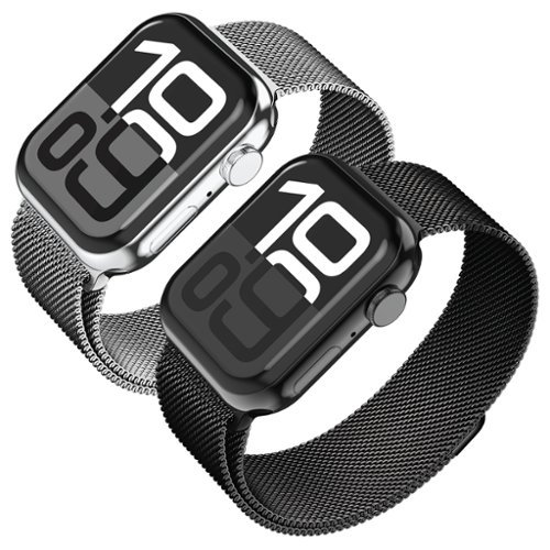 Vena - 2 Pack For Apple Watch Band Series 10 42mm, Stainless Steel Watch Band Series 11 41mm 9/8/7 iWatch 40mm, Silver+Black - Multi-Front_Standard 