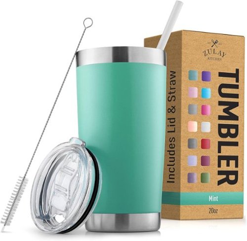 Zulay Kitchen - 20oz Double Walled Insulated Tumbler with Lid and Straw - Mint-Front_Standard 
