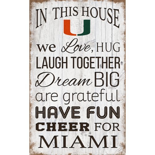 Fan Creations - Miami Hurricanes 11'' x 19'' Team In This House Sign - Multicolor-Front_Standard 
