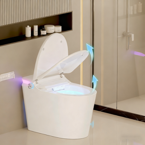 Vipbear - Smart Toilet with Bidet Built in,with Heated Seat and Night Light,with Auto Soft Close, Deodorization,Dryer, Foot Sensor - White-Front_Standard 