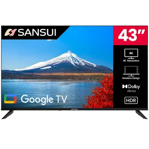SANSUI 43" 4K Resolution, Bezel-less Design, Google TV, Dolby Atmos, HDR