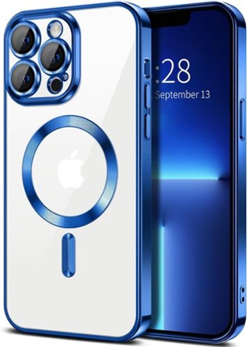 Entronix - Magnetic Case for iPhone 13 Pro - Clear Back Luxury Glossy Cover - Blue-Front_Standard 