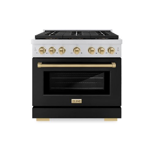 ZLINE - Autograph 36 in. Paramount Dual Fuel Range w/ DuoPro Cooktop & Black Door w/ Bronze Accents (PSDRZ-BLM-36-CB) - Stainless Steel with Black Matte Door