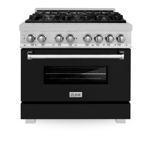 ZLINE - 36 in. Legacy Dual Fuel Range in Satin Stainless Steel w/ Black Matte Door (RAS-BLM-36) - Stainless Steel/Black Matte Door-Front_Standard 