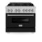 ZLINE - 36 in. Legacy Dual Fuel Range in Satin Stainless Steel w/ Black Matte Door (RAS-BLM-36) - Stainless Steel/Black Matte Door-Front_Standard