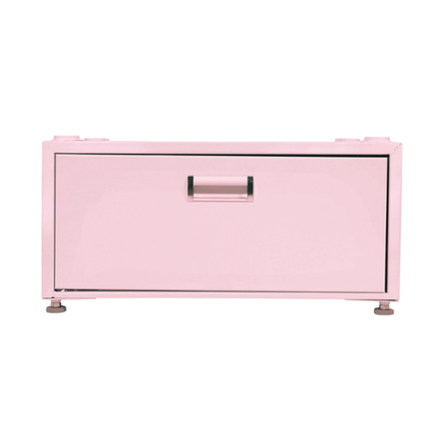 Equator - 24in Laundry Pedestal 11in tall + Rollout Storage Drawer Adjustable feet - Pink-Front_Standard 