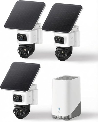 eufy - eufyCam S4 3-Cam Kit,4K Solar Camera Wireless Outdoor, Auto Tracking, No Monthly Fees, AI Recognition Color Night Vision - White-Front_Standard 