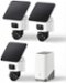 eufy - eufyCam S4 3-Cam Kit,4K Solar Camera Wireless Outdoor, Auto Tracking, No Monthly Fees, AI Recognition Color Night Vision - White-Front_Standard