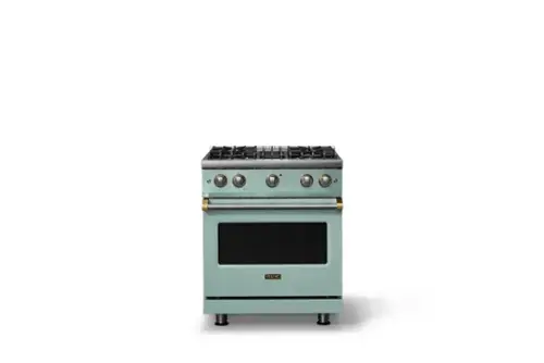Front. Viking - 30 in. Wide Pro 5 Series 4.0 Cu. Ft. Freestanding Sealed 4 Burner Gas Convection Range - Splash/Brushed Brass - Splash.