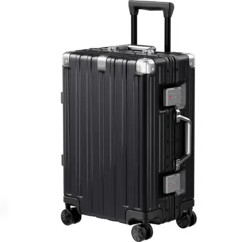 Front. Brick Attic - 20 inch Aluminum Frame Luggage with Spinner Wheels Hardshell No Zipper PC+ABS TSA Lock Zipperless Suitcases - Black.