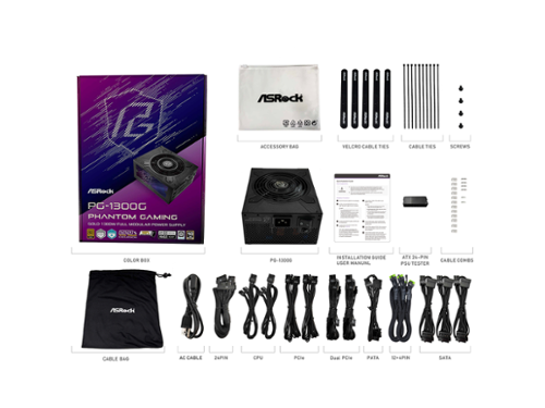 ASRock Phantom PG 1300G 1300W 80+ Gold & Cybenetics Platinum Full