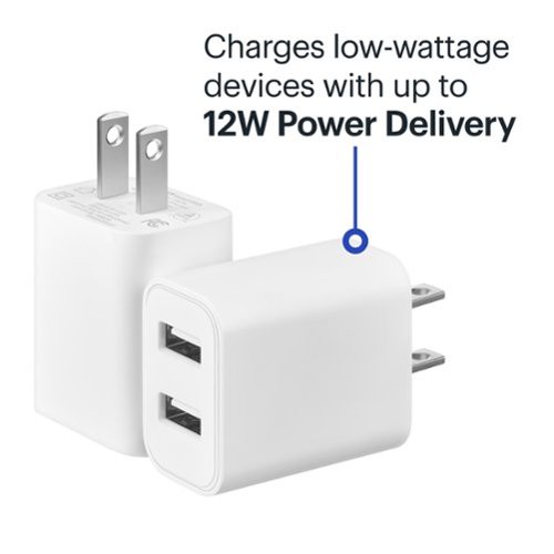 Best Buy essentials™ 12W Dual-Port Wall Charger (2-pack) for Smartphones, Tablets, and Other USB Devices - White GLOBAL SHIPPING