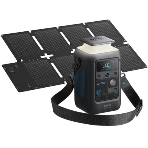 Anker - SOLIX C300X DC Portable Power Station w/60W Solar Panel 288Wh/300W Soalr Generator for Outdoor Camping&Emergency (288 Wh Capacity) - Black-Front_Standard 