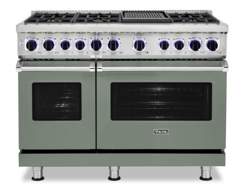 Viking - 48"W./24"D. Dual Fuel Sealed Burner Range-6 Burners/Griddle - Eucalyptus-Front_Standard 