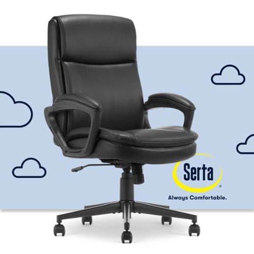 Serta - Comfort Ergo Ergonomic Executive Upholstered Office Chair - Black - Bonded Leather-Front_Standard 