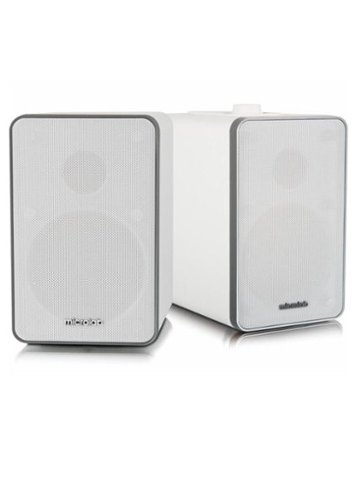 Microlab - H21 Wireless Bookshelf Speaker System w/ Versatile Connectivity & Real Wooden & Leather Finishing Cabinets - White-Front_Standard 