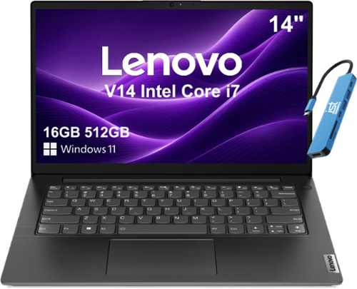  Lenovo - Refurbished Excellent - V14 Gen 4 14" FHD Business Laptop - Intel 10-Core i7-13620H - 16GB Memory - 512GB SSD - Windows 11 - Black