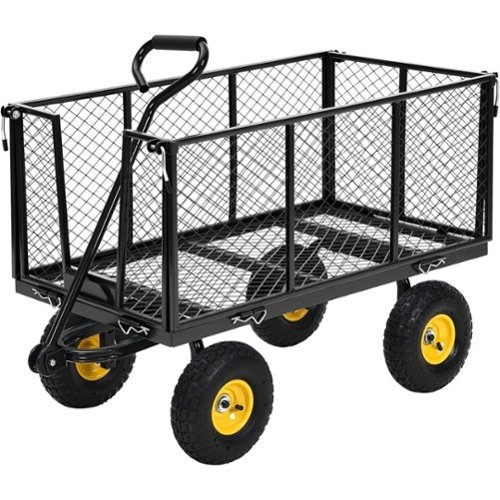  GARVEE - Garden Wagon Carts On Wheels, Heavy Duty Steel Utility Wagons Yard Carts - Black