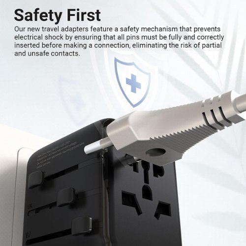 MINIX 85W GaN-III Universal Travel Adapter with 3-USB-C/2-USB-A, AC Outlet, US/UK/EU/AU Travel Charger for Laptops Phones - Black BUY IN SAUDI ARABIA