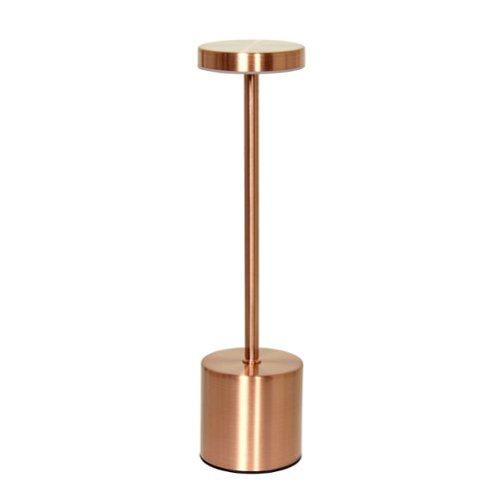 Simple Designs - 12.75" Mushroom Magic Disc Dimming & Rechargeable Cordless 4-Way Touch Sensor Stick Desk Lamp - Copper
