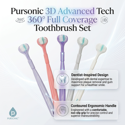 Pursonic 3D Advanced Tech 360° Full Coverage Toothbrush Set (4