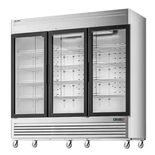 Front. Coolski - Coolski 82 in. 78.2 cu. ft. 3-Glass Door Commercial Reach In Display Upright Freezer in Stainless Steel - Stainless steel.
