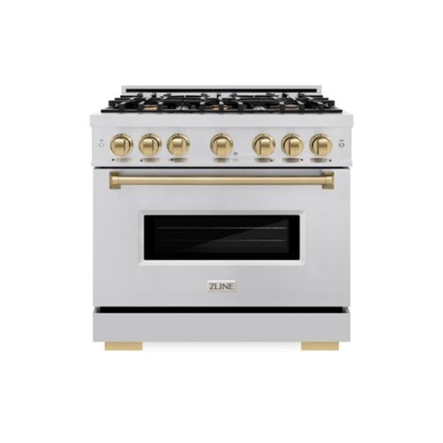 ZLINE - Autograph 36" Classic Dual Fuel Range w/ 6 Burners & Champagne Bronze Accents (CDRZ-36-CB) - Stainless Steel-Front_Standard 