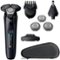 Philips Norelco - Rechargeable Electric Shaver 9600 with Extra Shave Heads Included S9507/87 - Black-Front_Standard