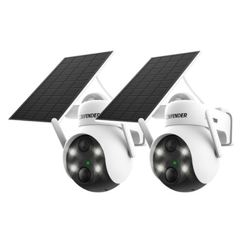 Defender - Solar Powered 4K AI Everwatch Wireless Security PTZ Camera with 3W Solar Panel, AI Detection, 2 Pack - White
