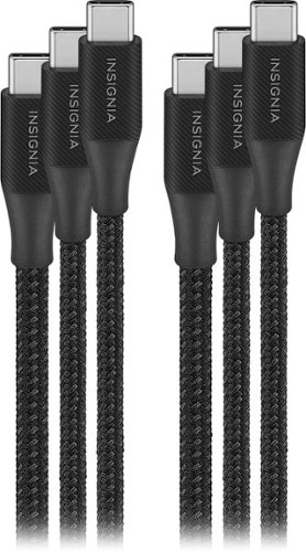 Insignia™ - 4' / 6' / 10' USB-C to USB-C Braided Charge-and-Sync Cables (3-Pack) - Black