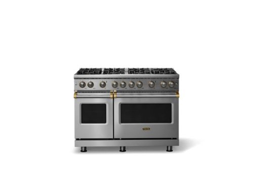 Viking - 48"W. Pro5S  6.1 Cu. Ft. Freestanding Self-Clean Sealed 8 Burner Gas Convection Range-Stainless Steel/Brushed Brass - Stainless Steel