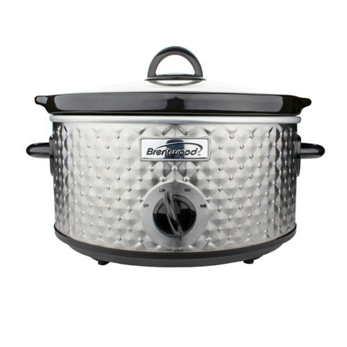 Brentwood - 3.5 Quart Diamond Pattern Slow Cooker in Stainless Steel - Silver-Front_Standard 