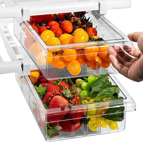 Sorbus - Pull Out Fridge Drawer, Attachable Deli Drawer, Plastic Adjustable Refrigerator Storage Bin - Clear-Front_Standard 