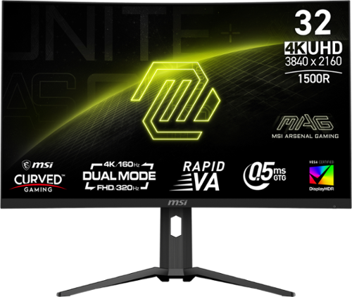 MSI - MAG 321CUPDF 32" UHD Dual Freq.(UHD:160Hz/FHD:320) 1ms Adaptive Sync Gaming Monitor (DisplayPort, HDMI, USB-C) - Metallic Black-Front_Standard 