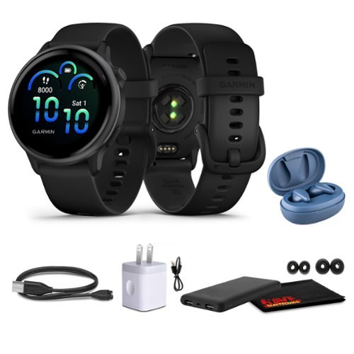 Garmin - Vivoactive 6 Smartwatch Slate with Black Silicone Band Bundle - Black - (2025)-Front_Standard 