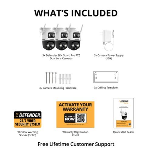 Defender AI POWERED Guard Pro 3K PLUS Dual Lens PTZ Wi-Fi 6 Plug-in Security Camera - 3 Pack - White BUY ONLINE