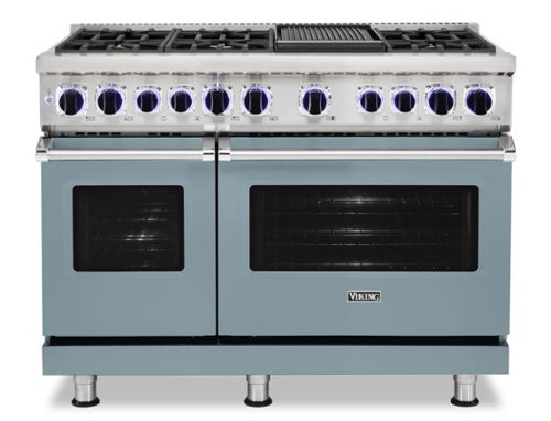 Viking - 48"W./24"D. Dual Fuel Sealed Burner Range-6 Burners/Griddle-LP - November Sky-Front_Standard 